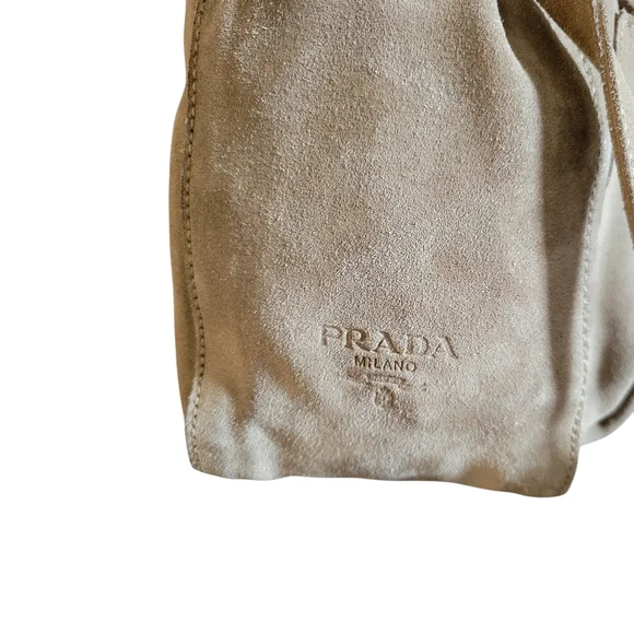 Prada Beige Suede Bucket Crossbody Bag - Picture 10 of 16